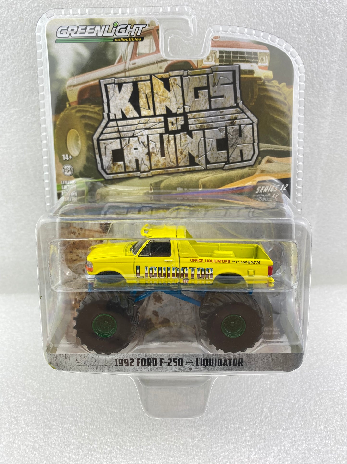GreenLight Green Machine 1:64 Kings of Crunch Series 12 - Liquidator - 1992 Ford F-250 Monster Truck 49120-F