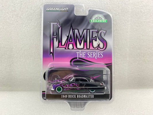 GreenLight Green Machine 1:64 Flames The Series - 1949 Buick Roadmaster Hardtop - Black with Flames 30432