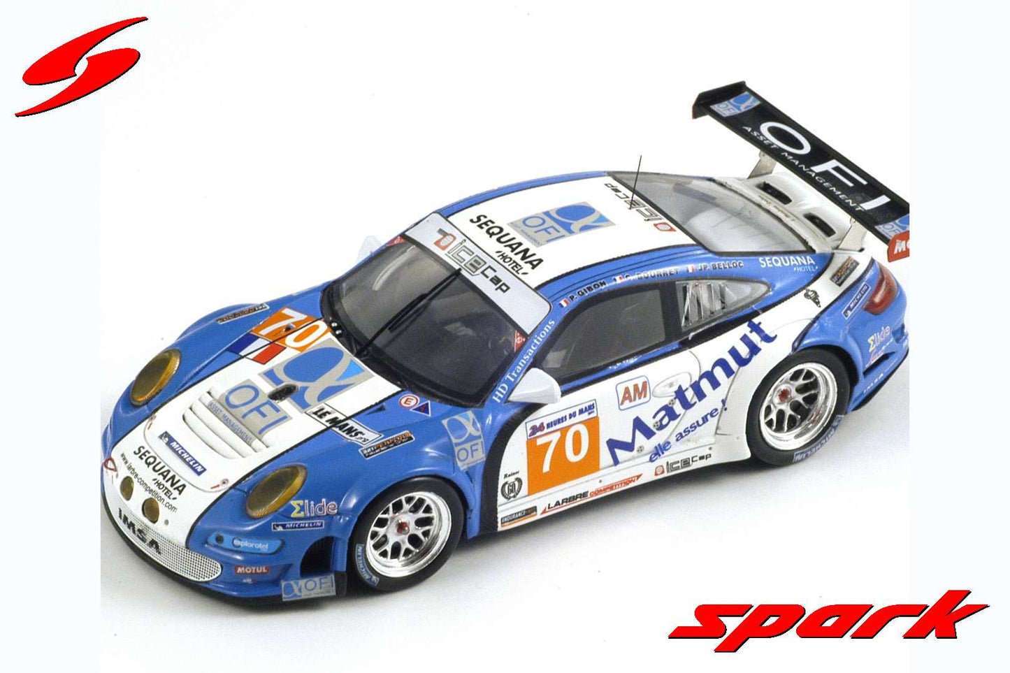 Spark 1:43 Porsche 997 GT3 RSR Larbre Competition #70 Bourret/Gibon/Belloc - 2nd GTE AM Le Mans 2011 S3422