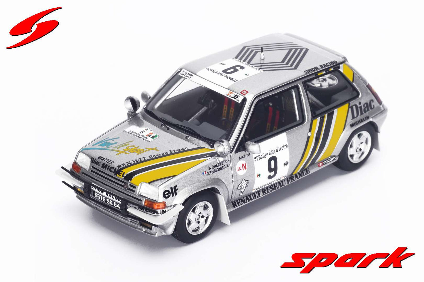 Spark 1:43 Renault 5 GT Turbo #9 A.Oreille/G.Thimonier - Winner Ivory Coast Rally 1989 S3859