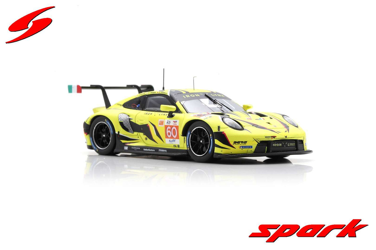 Spark 1:43 Porsche 911 RSR - 19 IRON LYNX 24H Le Mans 2023 #60 C.Schiavoni - M.Cressoni - A.Picariello S8763