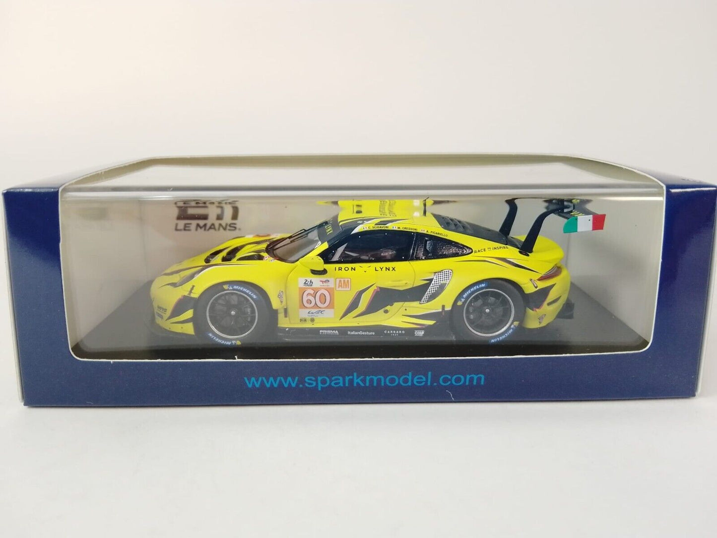 Spark 1:43 Porsche 911 RSR - 19 IRON LYNX 24H Le Mans 2023 #60 C.Schiavoni - M.Cressoni - A.Picariello S8763