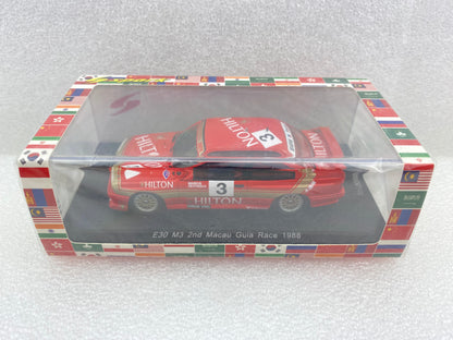 Spark 1:43 BMW M3 E30 Hilton #3 2nd Macau Guia Race 1988 SA036