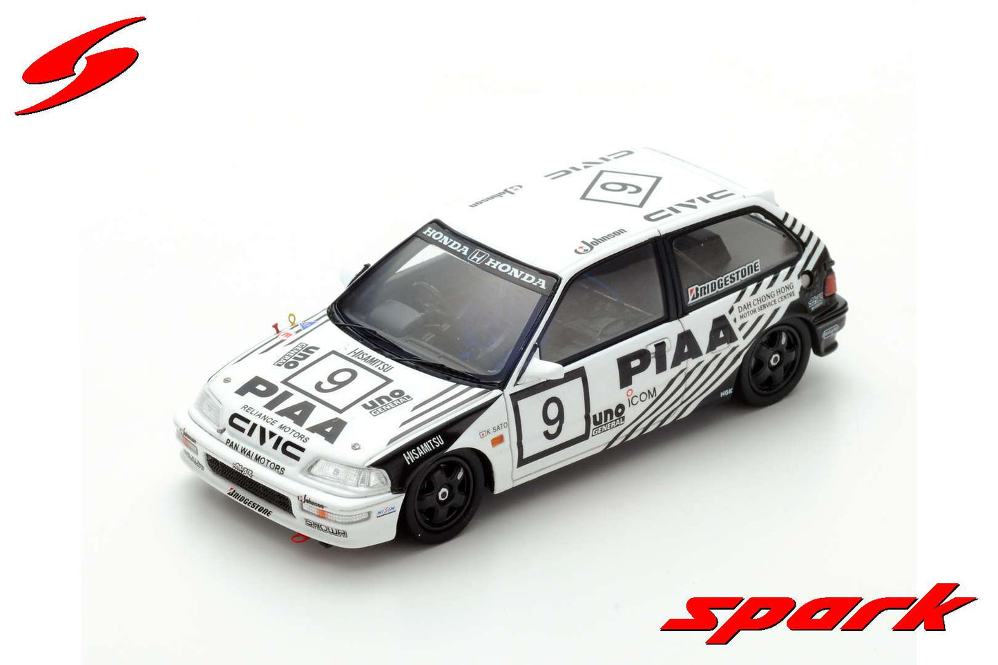 Spark 1:43 Honda Civic EF9 PIAA Nakajima Planning #9 Koji Sato 2nd Grp3 Macau GP 1990 SA129