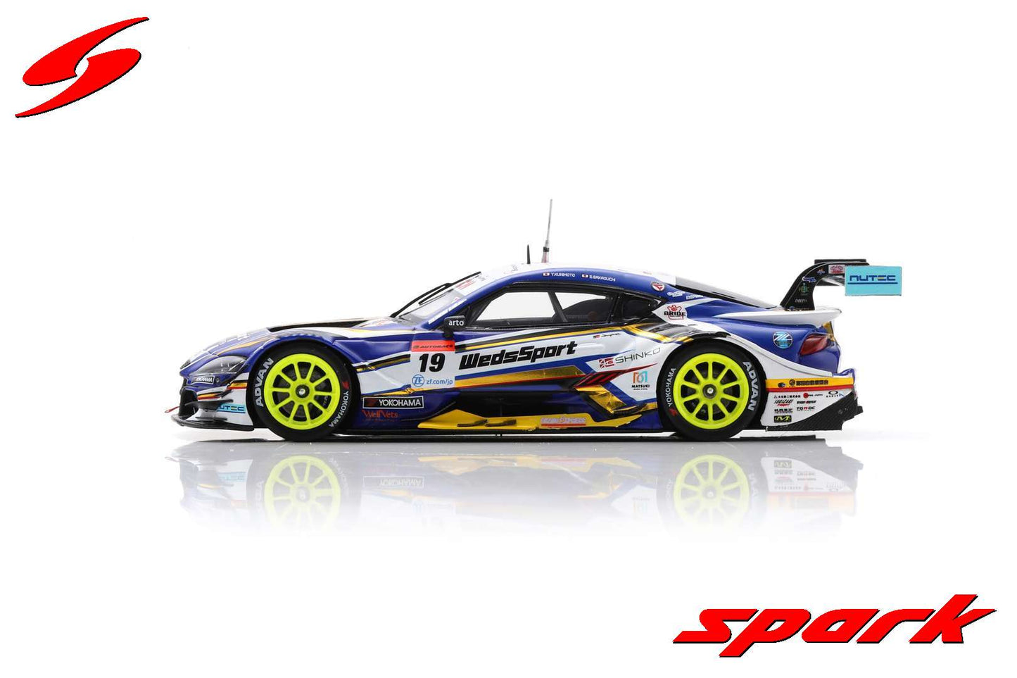 Spark 1:43 WedsSport ADVAN Toyota GR Supra No.19 TGR TEAM WedsSport BANDOH GT500 SUPER GT 2022 Yuji Kunimoto - Sena Sakaguchi SGT027