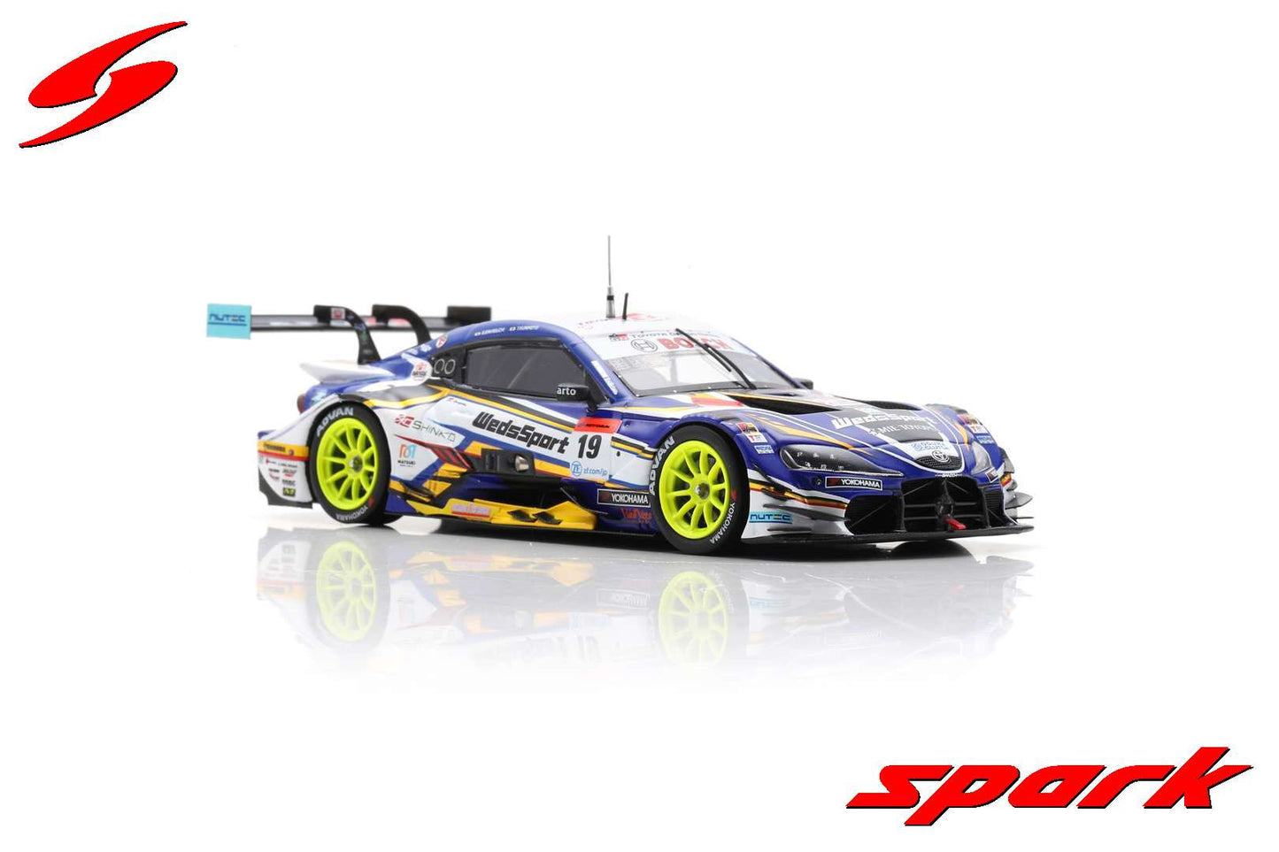 Spark 1:43 WedsSport ADVAN Toyota GR Supra No.19 TGR TEAM WedsSport BANDOH GT500 SUPER GT 2022 Yuji Kunimoto - Sena Sakaguchi SGT027