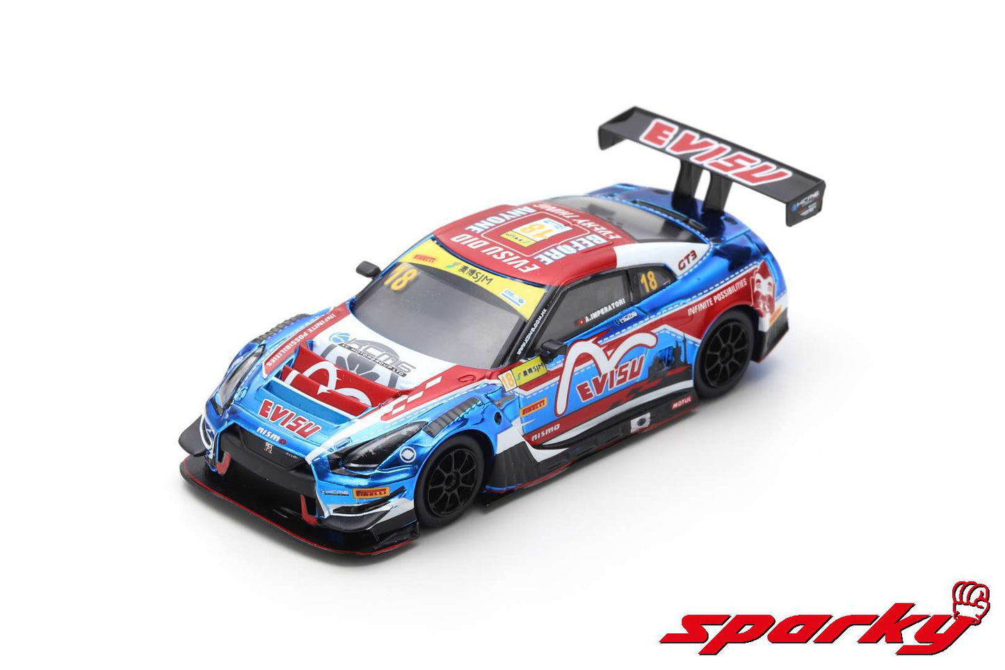 Spark 1:64 Nissan GT-R Nismo GT-R GT3 #18 KCMG 10th FIA GT World Cup Macau 2018 Alexandre Imperatori Y129