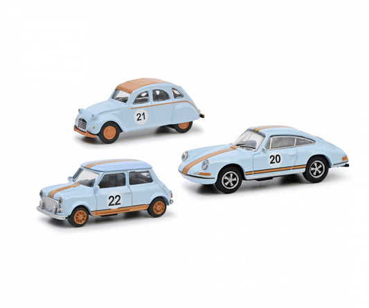 Schuco 1:87 MHI 3-Car Set Citroen 2CV Porsche 911 Mini Cooper 452671600