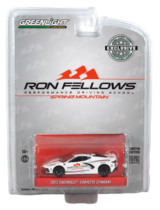 GreenLight 1:64 2022 Chevrolet Corvette C8 Stingray Coupe - White - Ron Fellows Performance Driving School 30367