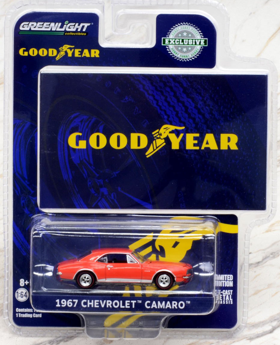 GreenLight 1:64 Goodyear Vintage Ad Cars - 1967 Chevrolet Camaro - Wide Boots New Wide Tread tires from Goodyear 30195