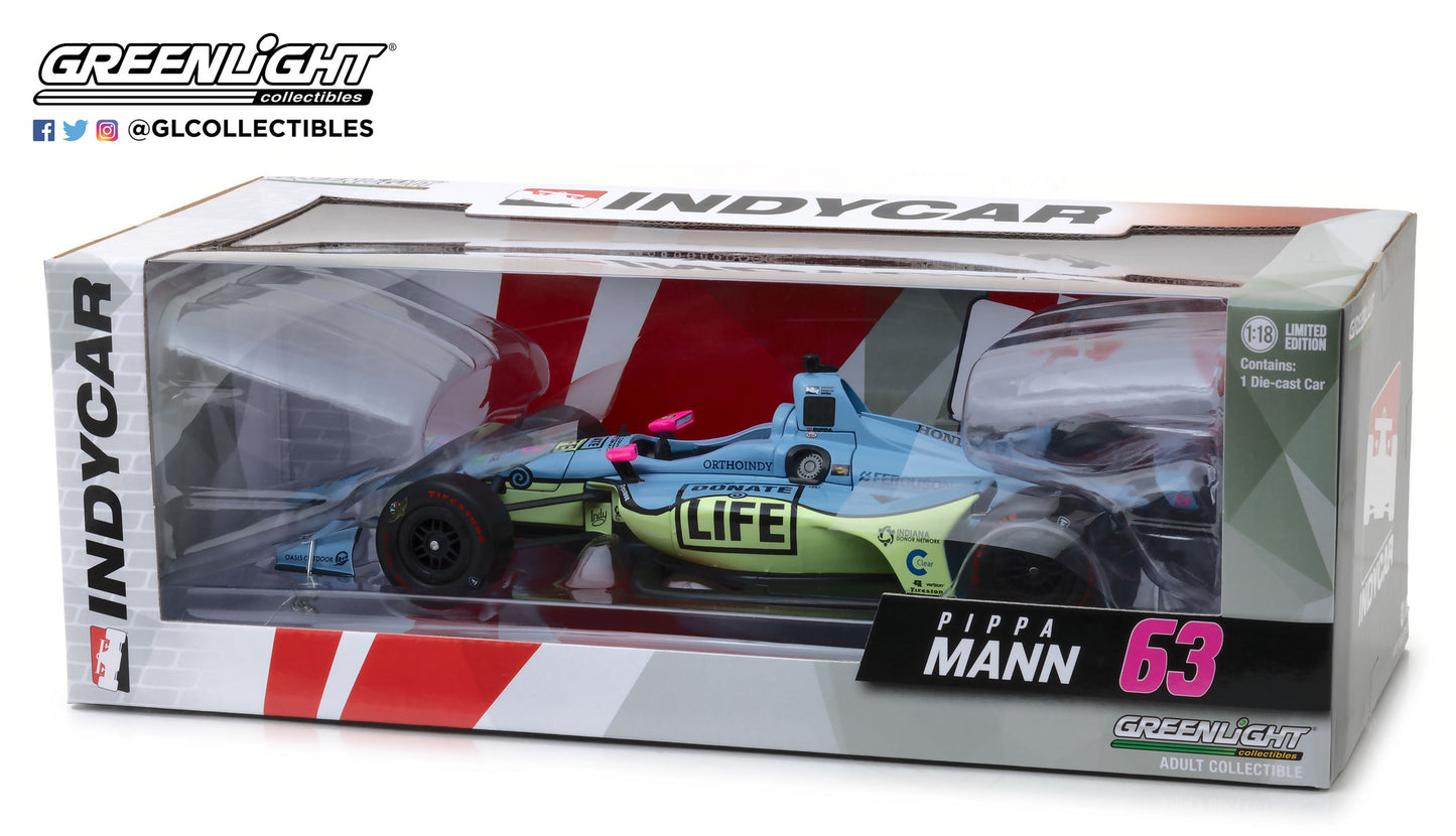 GreenLight 1:18 IndyCar Series 2018 #63 Pippa Mann / Dale Coyne Racing, Donate Life Indiana 11038