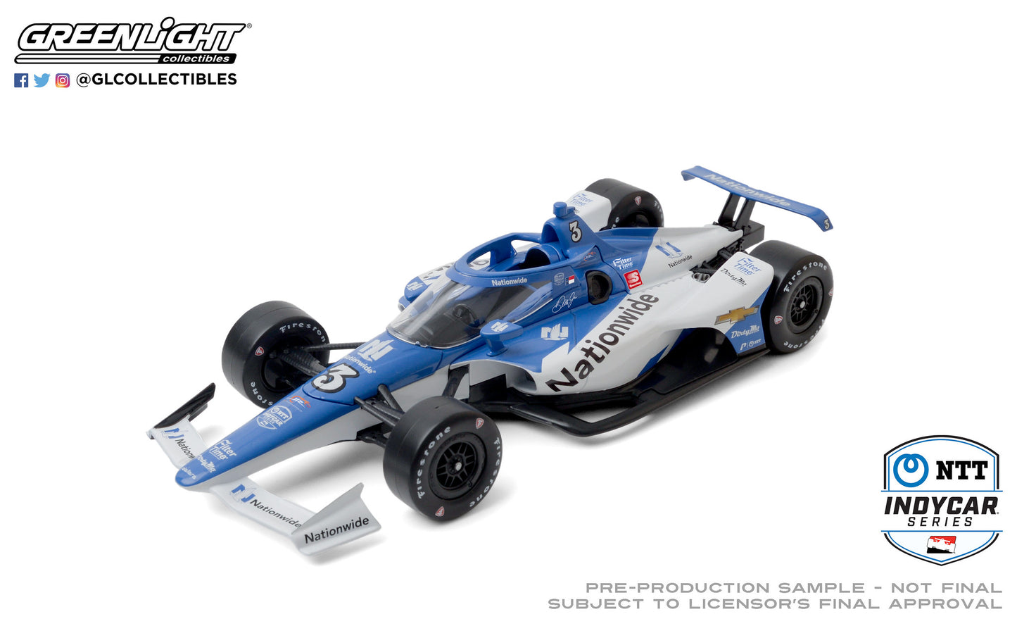 GreenLight 1:18 2020 NTT IndyCar Series iRacing - #3 Dale Earnhardt, Jr. / JR Motorsports, Nationwide 11099