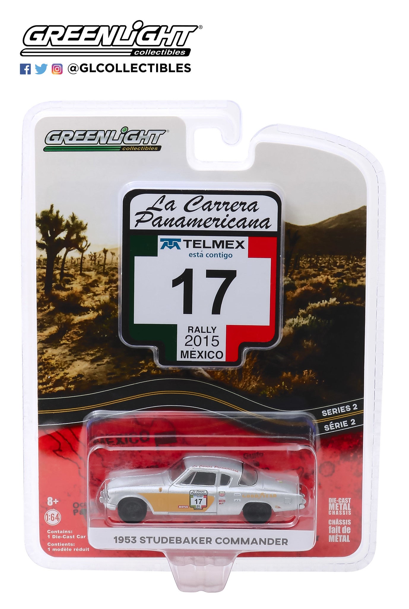 GreenLight 1:64 La Carrera Panamericana Series 2 - #17 1953 Studebaker Commander (La Carrera Panamericana 2015) 13260-A