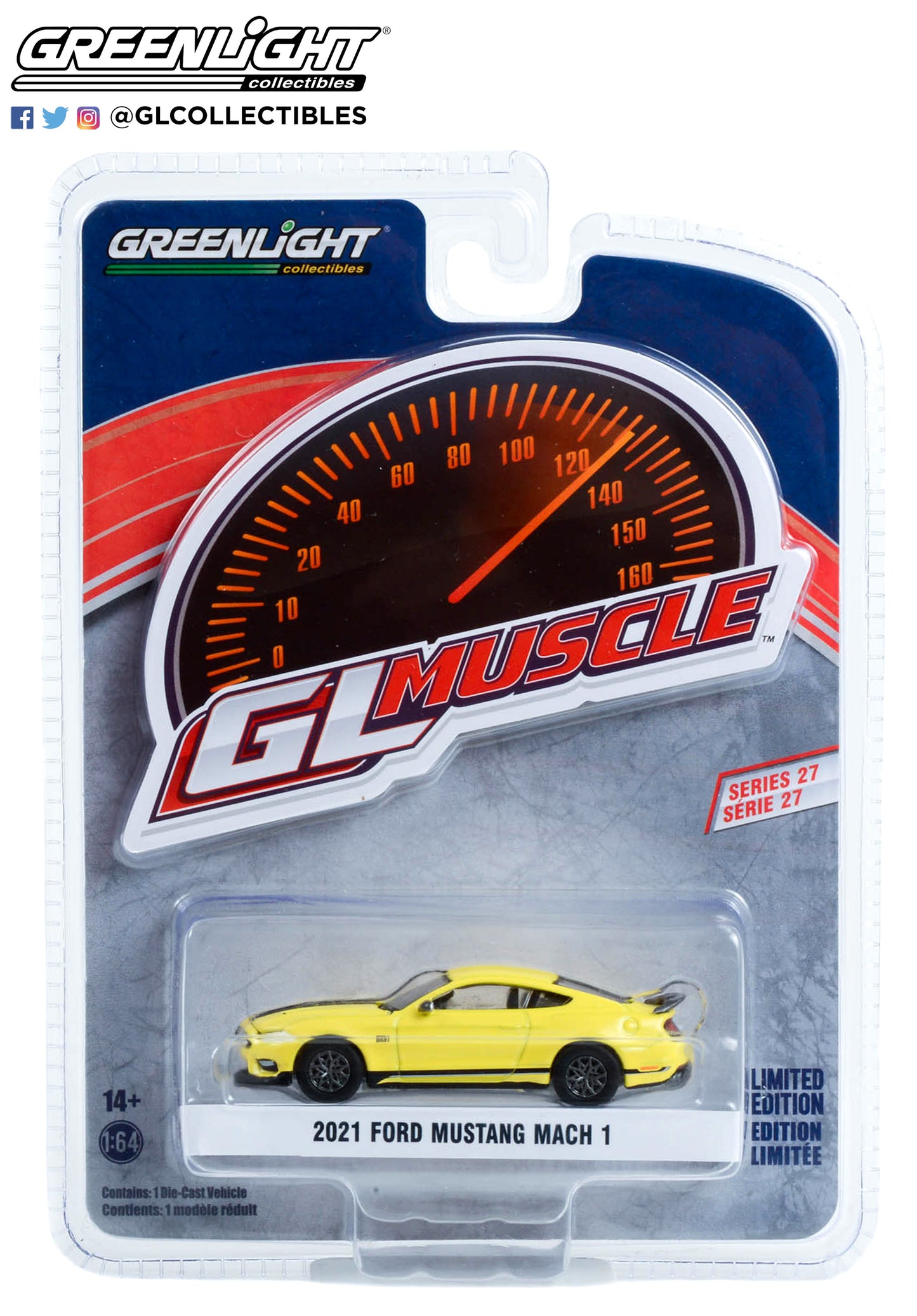 GreenLight 1:64 GreenLight Muscle Series 27 - 2021 Ford Mustang Mach 1 - Grabber Yellow 13320-F