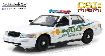 GreenLight 1:18 CSI: Miami (2002-2012 TV Series) - 2003 Ford Crown Victoria Police Interceptor Miami-Dade Police 13514