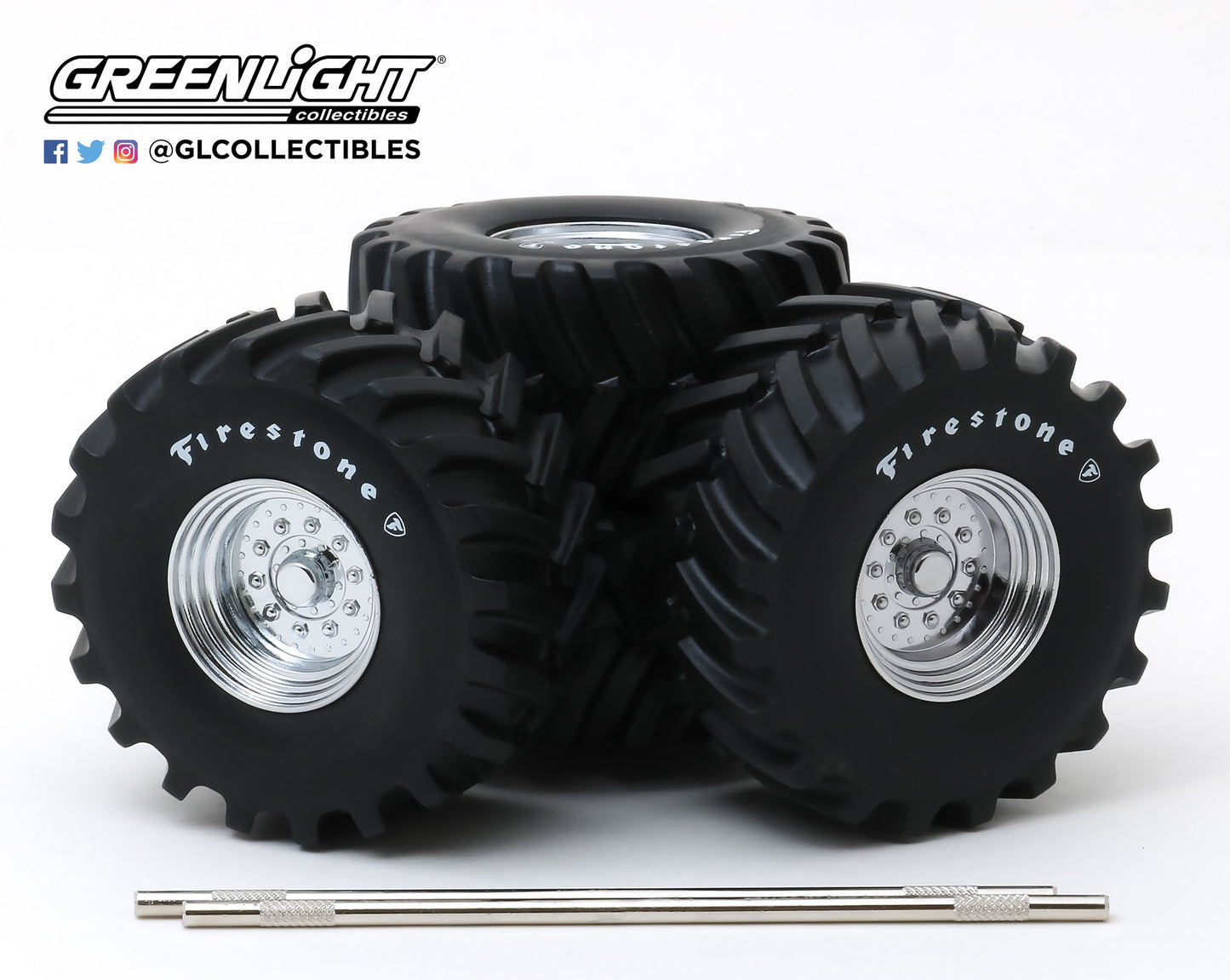 GreenLight 1:18 Kings of Crunch - 48-Inch Monster Truck Firestone Wheel & Tire Set 13546