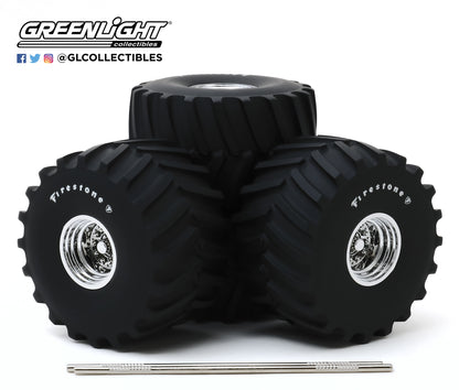 GreenLight 1:18 Kings of Crunch - 66-Inch Monster Truck Firestone Wheel & Tire Set 13558