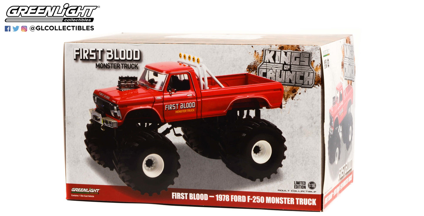 GreenLight 1:18 Kings of Crunch - First Blood - 1978 Ford F-250 Monster Truck with 66-Inch Tires 13608