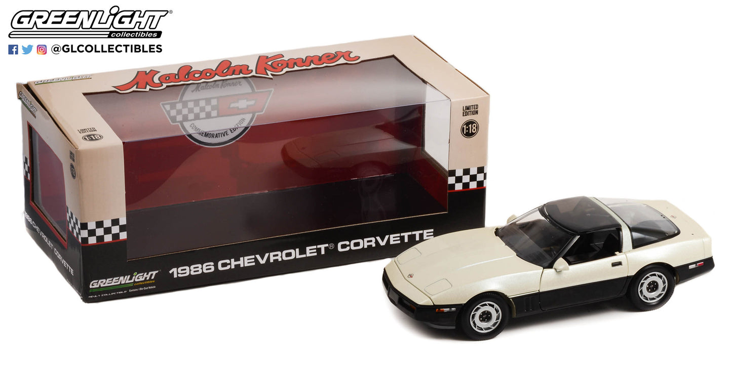 GreenLight 1:18 1986 Chevrolet Corvette C4 - Dual-Tone Black and Silver Beige - Malcolm Konner Commemorative Edition 13632