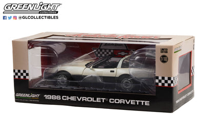 GreenLight 1:18 1986 Chevrolet Corvette C4 - Dual-Tone Black and Silver Beige - Malcolm Konner Commemorative Edition 13632