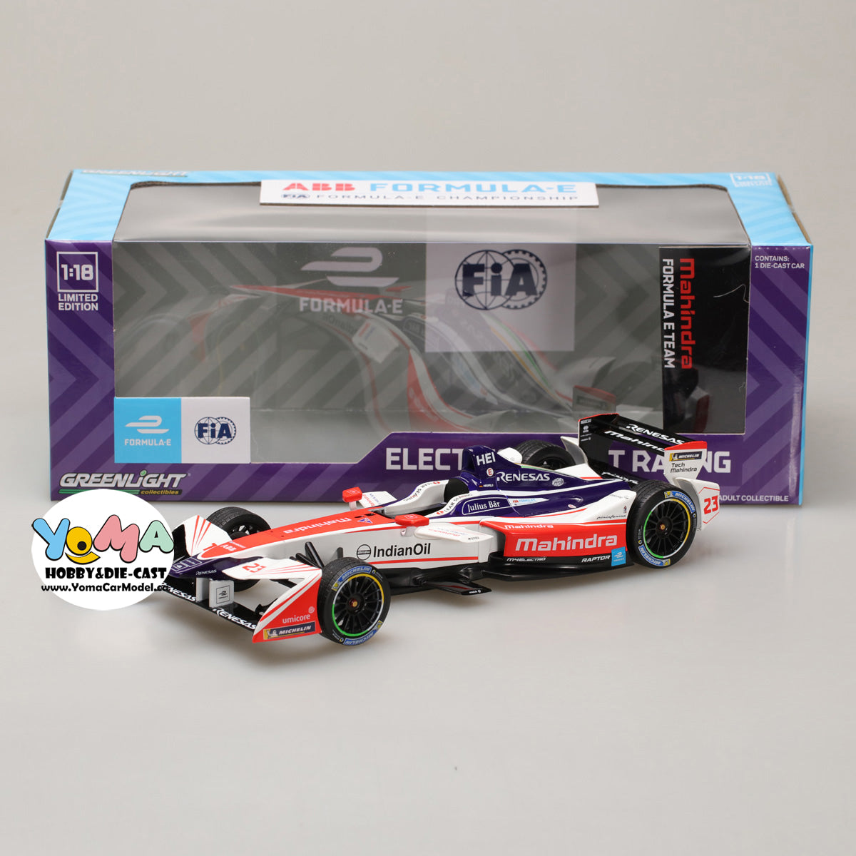 GreenLight 1:18 2018 #23 ABB FIA Formula E Mahindra Formula E Team 18114