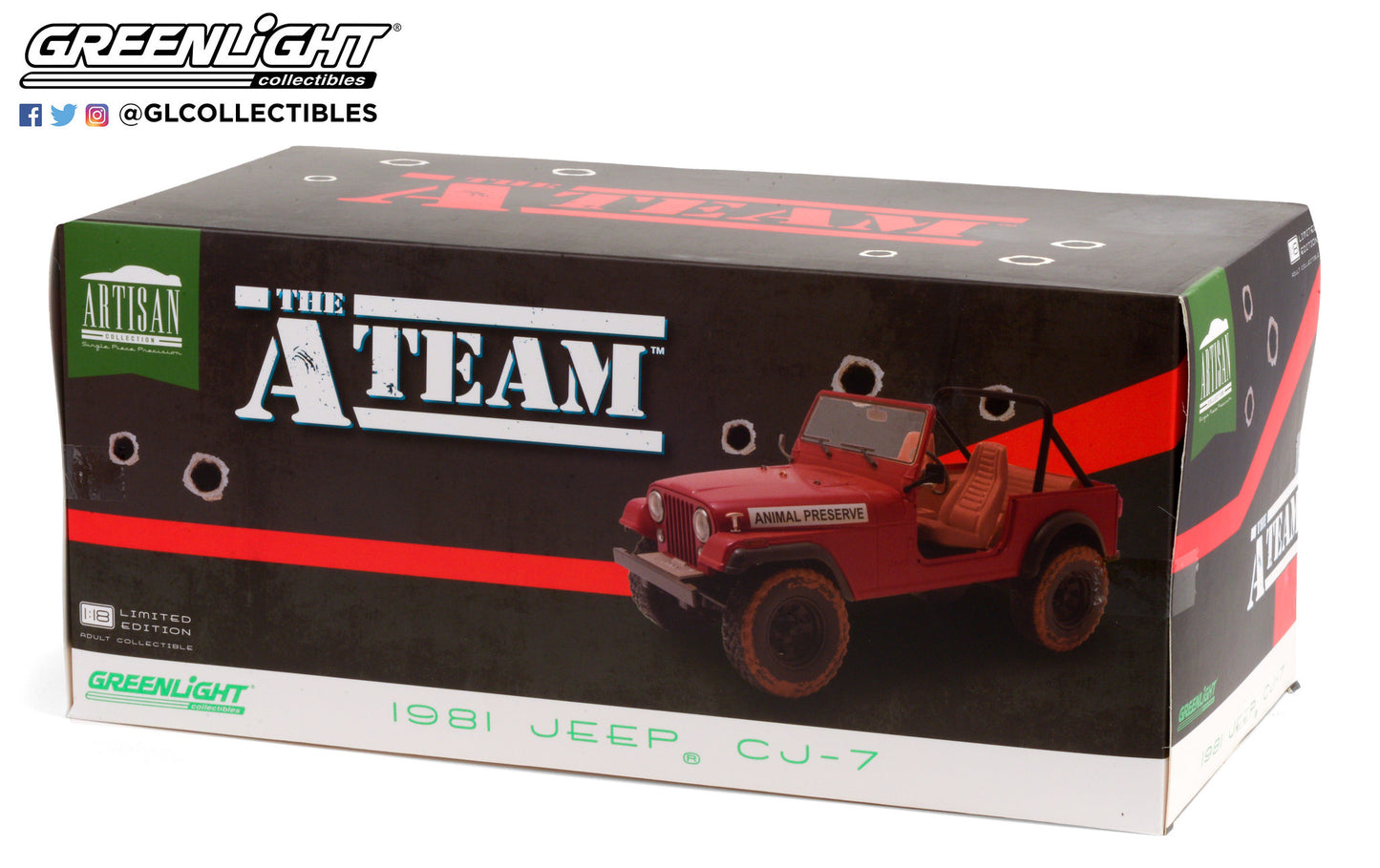 GreenLight 1:18 Artisan Collection - The A-Team (1983-87 TV Series) - Jeep CJ-7 - Animal Preserve 19091