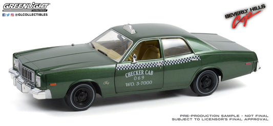 GreenLight 1:18 Artisan Collection - Beverly Hills Cop (1984) - 1976 Plymouth Fury Checker Cab 069 WO. 3-7000 19110