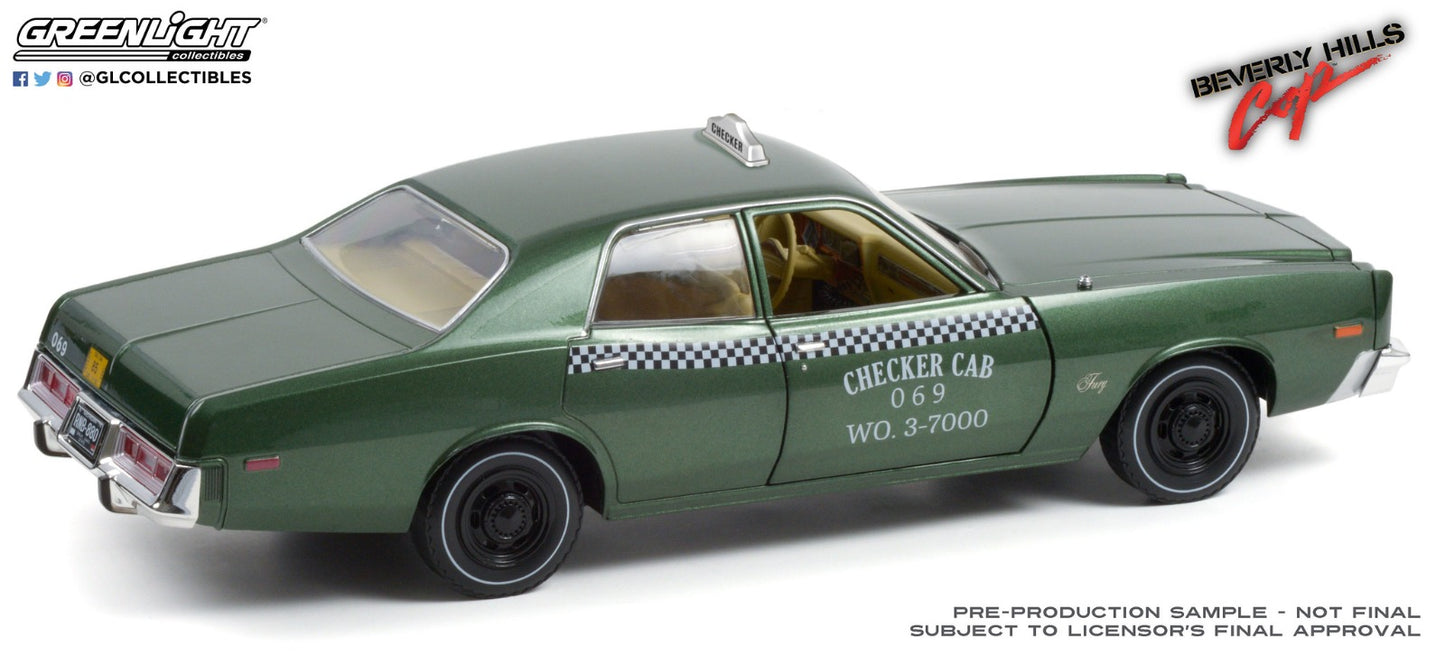 GreenLight 1:18 Artisan Collection - Beverly Hills Cop (1984) - 1976 Plymouth Fury Checker Cab 069 WO. 3-7000 19110