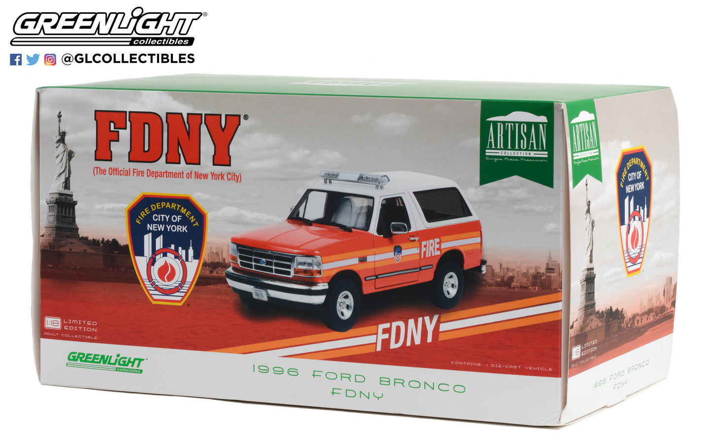GreenLight 1:18 Artisan Collection - 1996 Ford Bronco - FDNY (The Official Fire Department City of New York) 19118