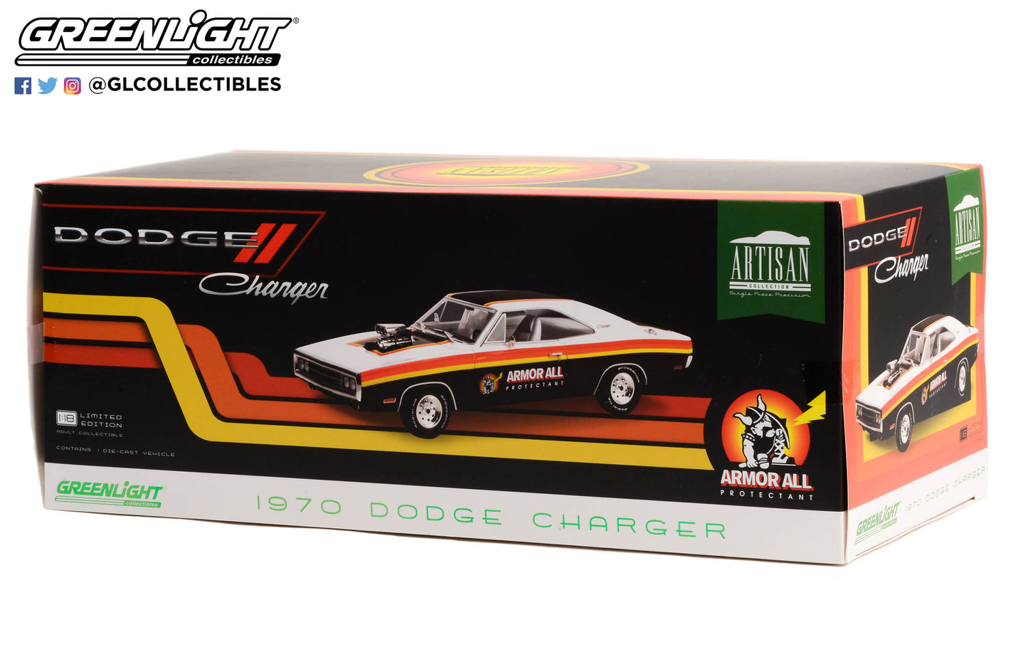 GreenLight 1:18 Artisan Collection - 1970 Dodge Charger with Blown Engine - Armor All 19123
