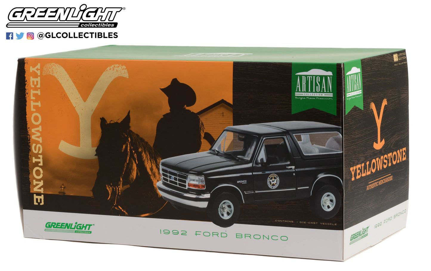 GreenLight 1:18 Artisan Collection - Yellowstone (2018-Current TV Series) - 1992 Ford Bronco - Montana Livestock Association 19130