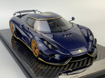 Frontiart 1:18 Koenigsegg Regera blue tinted carbon and gold wheels F079-152