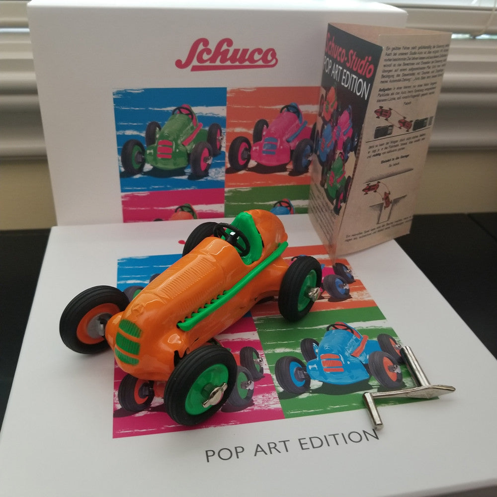 Schuco POP Art Edition I Studio 1 Diecast Clockwork Racing car Orange 450111400