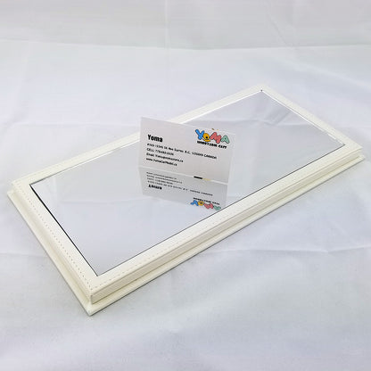 YOMA Display Case Showcase Clear Cover and Mirror White Base DB32LMW