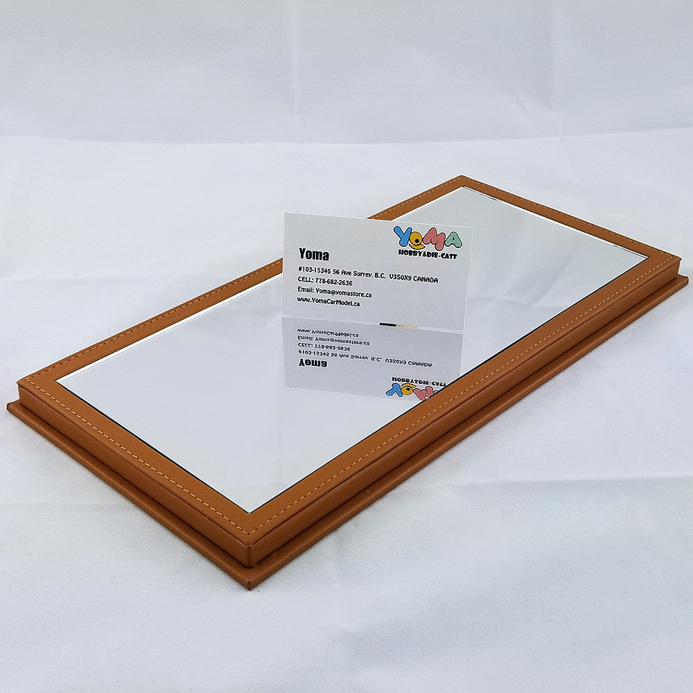 YOMA Display Case Showcase Clear Cover and Mirror Brown Base DB32LMBR