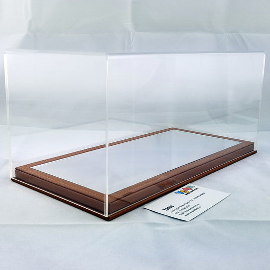 YOMA Display Case Showcase Clear Cover and Mirror Brown Base DB32LMBR