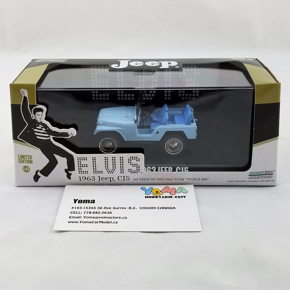 GreenLight 1:43 Elvis Presley (1935-77) - 1963 Jeep CJ-5 - Sierra Blue 86310