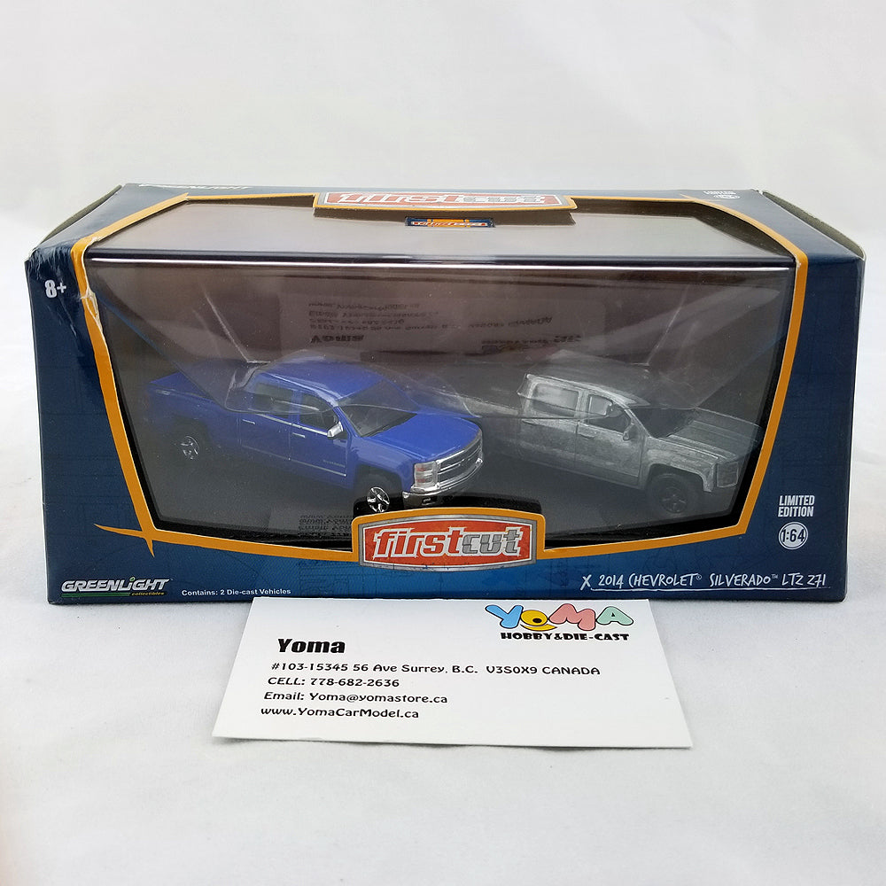 GreenLight 1:64 firstcut 2014+ Chevrolet Silverado (Hobby Exclusive 2-Car Set) Diecast Model Car 29827