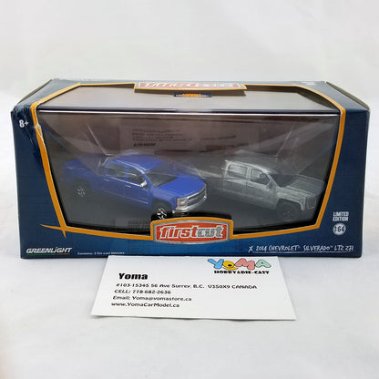 GreenLight 1:64 firstcut 2014+ Chevrolet Silverado (Hobby Exclusive 2-Car Set) Diecast Model Car 29827