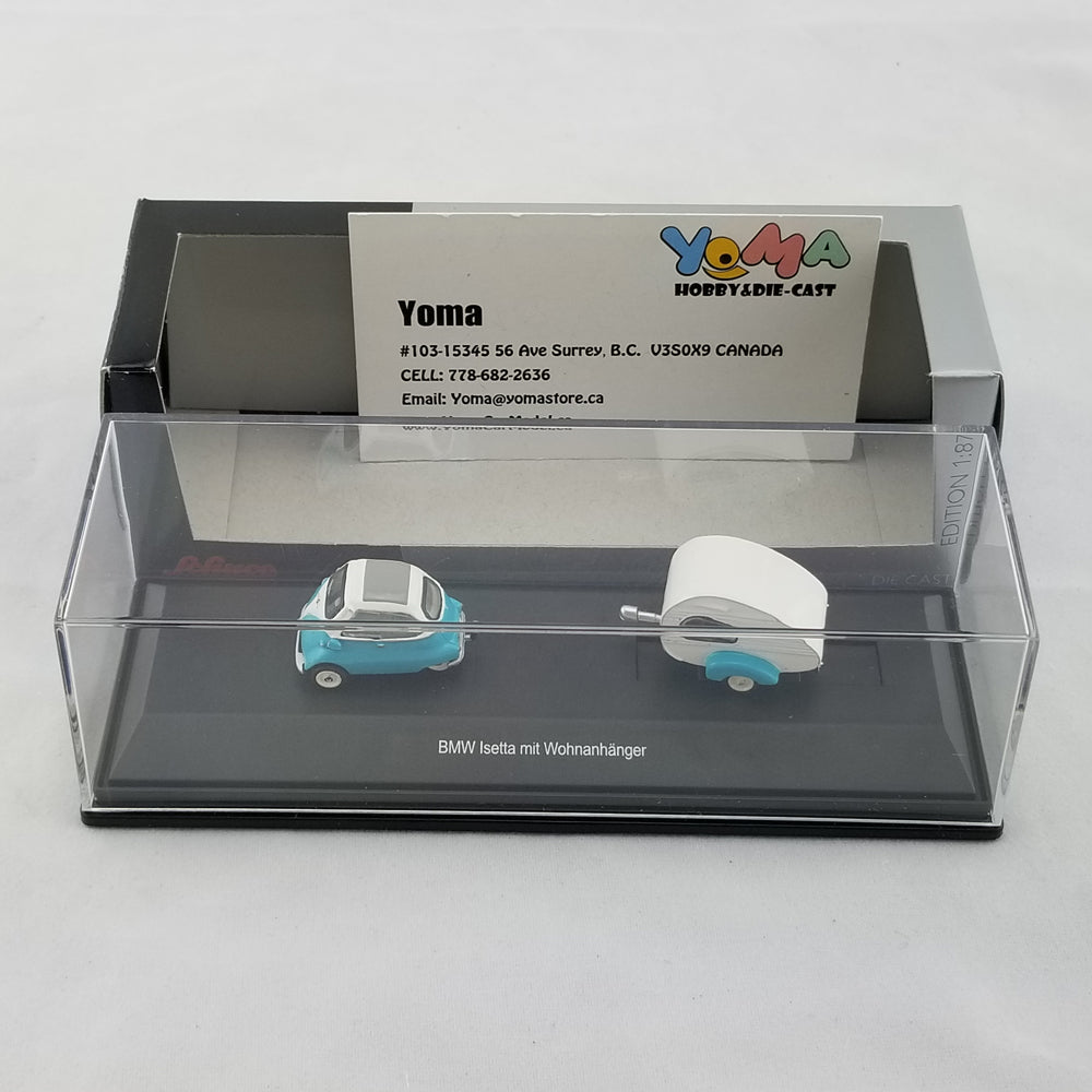 Schuco 1:87 BMW Isetta Export with Home Trailer Caravan H0 452610300