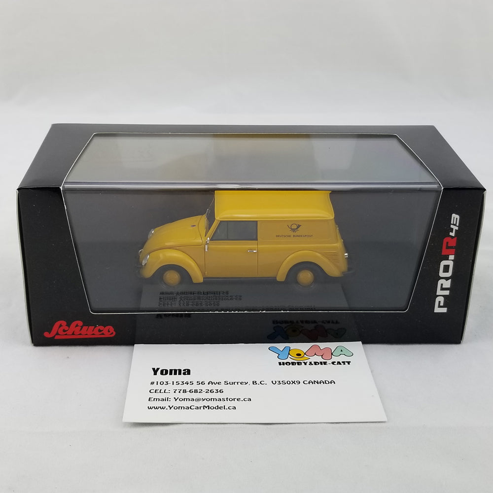 Schuco 1:43 Volkswagen Beetle Käfer kombi small vehicle Deutsche Bundespost Yellow 450900800
