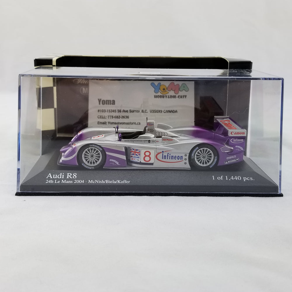 Minichamps 1:43 Audi R8 McNish/Biela/Kaffer Audi Sport UK Team Veloqx #8 24H Le Mans 2004 400041308
