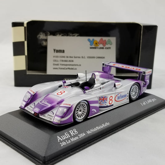 Minichamps 1:43 Audi R8 McNish/Biela/Kaffer Audi Sport UK Team Veloqx #8 24H Le Mans 2004 400041308