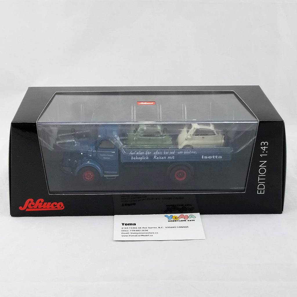 Schuco 1:43 Mercedes Benz L6600 pick up with 2x BMW Isetta Isetta Auslieferung 450304800