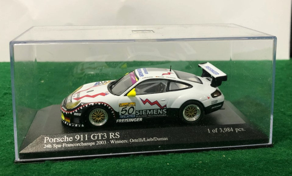 Minichamps 1:43 Porsche 911 GT3 RS – Ortelli/Lieb/Dumas – Winner– Freisinger Motorsport #50 24H SPA 2003 400036950