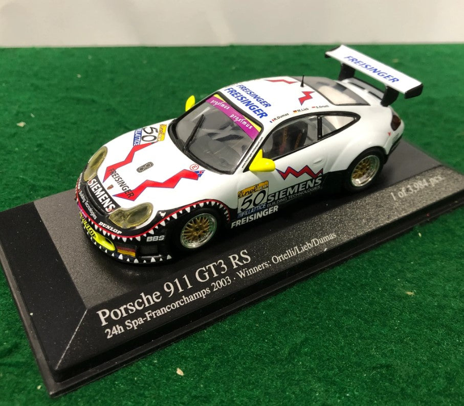 Minichamps 1:43 Porsche 911 GT3 RS – Ortelli/Lieb/Dumas – Winner– Freisinger Motorsport #50 24H SPA 2003 400036950