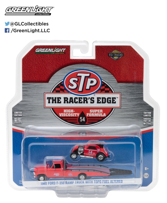 GreenLight 1:64 H.D. Trucks Series 10 - 1968 Ford F-350 Ramp Truck with Topo Fuel Altered STP 33100-C