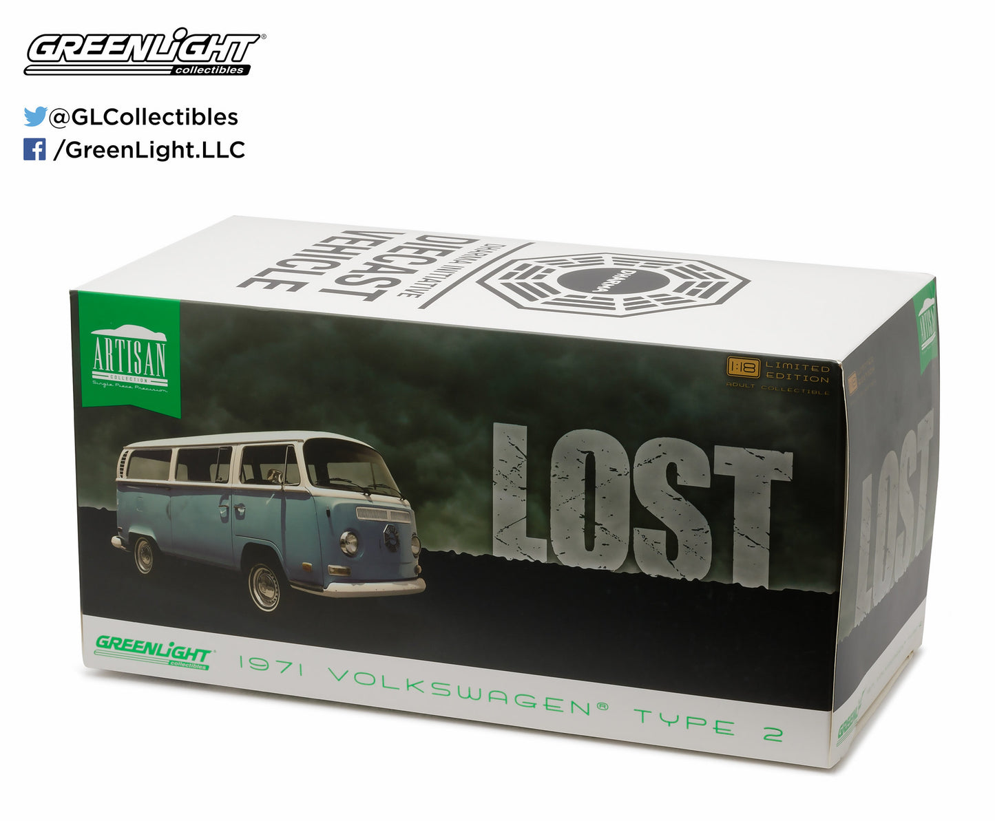 GreenLight 1:18 Artisan Collection - Lost (TV Series, 2004-10) - 1971 Volkswagen Type 2 (T2B) Darma Van 19011
