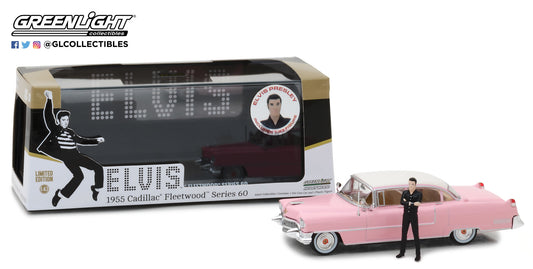 GreenLight 1:43 Hollywood - Elvis Presley (1935-77) - 1955 Cadillac Fleetwood Series 60 Pink Cadillac with Elvis Presley Figure 86436