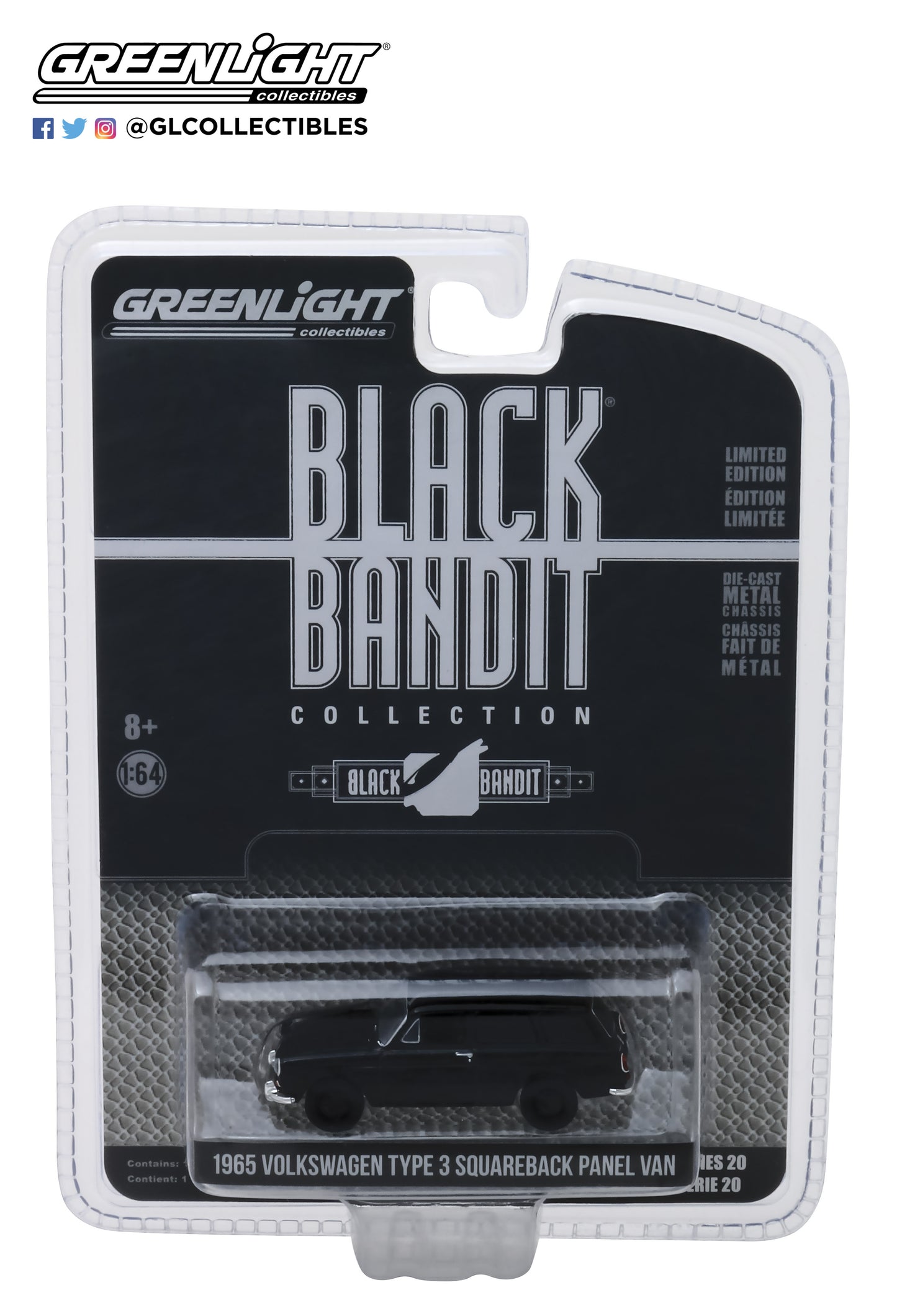 GreenLight 1/64 Black Bandit Series 20 - 1965 Volkswagen Type 3 Panel Van 27960-A